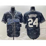 Men's Los Angeles Dodgers #24 Kobe Bryant Gray Camo Cool Base With Patch Stitched Baseball Jersey