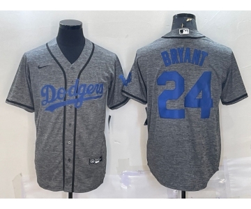 Men's Los Angeles Dodgers #24 Kobe Bryant Grey Gridiron Cool Base Stitched Baseball Jersey