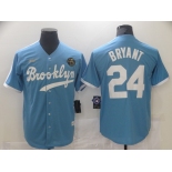 Men's Los Angeles Dodgers #24 Kobe Bryant Light Blue Throwback With KB Patch Cool Base Stitched Baseball Jerse