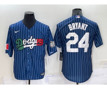 Men's Los Angeles Dodgers #24 Kobe Bryant Navy Blue Pinstripe 2020 World Series Cool Base Nike Jersey