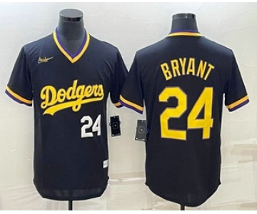 Men's Los Angeles Dodgers #24 Kobe Bryant Number Black Stitched Pullover Throwback Nike Jerseys