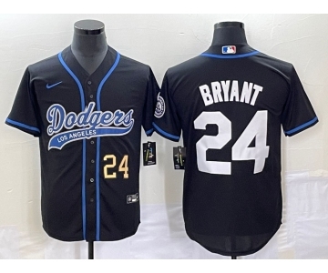 Men's Los Angeles Dodgers #24 Kobe Bryant Number Black With Patch Cool Base Stitched Baseball Jersey