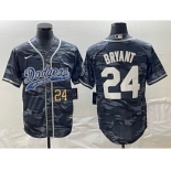 Men's Los Angeles Dodgers #24 Kobe Bryant Number Gray Camo Cool Base With Patch Stitched Baseball Jersey