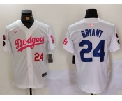 Men's Los Angeles Dodgers #24 Kobe Bryant White Pink Vin & Kobe Patch Stitched Baseball Jerseys