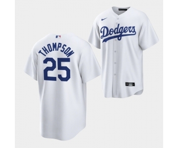 Men's Los Angeles Dodgers #25 Trayce Thompson White Cool Base Stitched Baseball Jersey