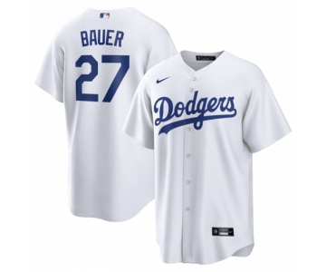 Men's Los Angeles Dodgers #27 Trevor Bauer White Nike Royal Alternate Official Replica Player Jersey