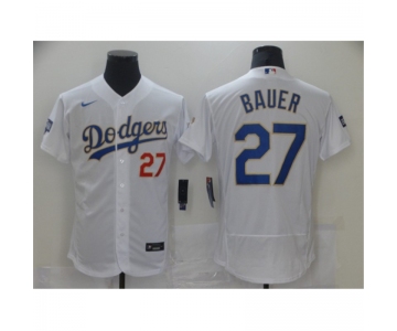 Men's Los Angeles Dodgers #27 Trevor Bauer White Nike World Series Champions Authentic Jersey