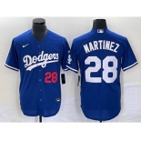 Men's Los Angeles Dodgers #28 JD Martinez Number Blue Stitched Cool Base Nike Jersey