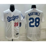 Men's Los Angeles Dodgers #28 JD Martinez Number White Flex Base Stitched Baseball Jersey