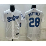 Men's Los Angeles Dodgers #28 JD Martinez White Flex Base Stitched Baseball Jersey