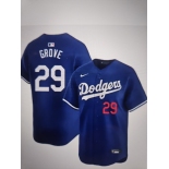 Men's Los Angeles Dodgers #29 Michael Grove Blue Stitched Baseball Jersey