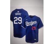 Men's Los Angeles Dodgers #29 Michael Grove Blue Stitched Baseball Jersey