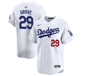 Men's Los Angeles Dodgers #29 Michael Grove White Stitched Baseball Jersey