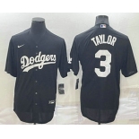 Men's Los Angeles Dodgers #3 Chris Taylor Black Turn Back The Clock Stitched Cool Base Jersey