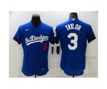 Men's Los Angeles Dodgers #3 Chris Taylor Blue Elite City Player Jersey