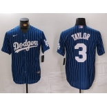 Men's Los Angeles Dodgers #3 Chris Taylor Navy Pinstripe Stitched Cool Base Nike Jersey