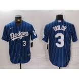 Men's Los Angeles Dodgers #3 Chris Taylor Navy Pinstripe Stitched Cool Base Nike Jerseys