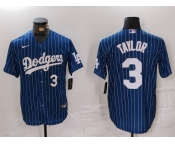 Men's Los Angeles Dodgers #3 Chris Taylor Navy Pinstripe Stitched Cool Base Nike Jerseys