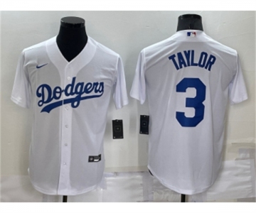 Men's Los Angeles Dodgers #3 Chris Taylor White Stitched MLB Cool Base Nike Jersey