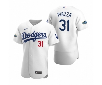 Men's Los Angeles Dodgers #31 Mike Piazza 2020 Home Patch White Authentic Jersey