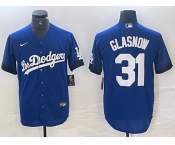 Men's Los Angeles Dodgers #31 Tyler Glasnow Blue 2021 City Connect Cool Base Stitched Jersey