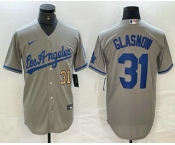 Men's Los Angeles Dodgers #31 Tyler Glasnow Gray Alternate Team Logo Cool Base Jersey