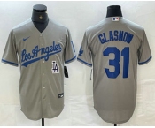 Men's Los Angeles Dodgers #31 Tyler Glasnow Gray Alternate Team Logo Cool Base Jerseys