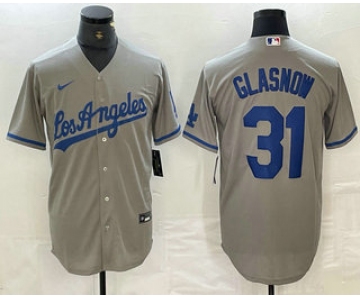 Mens Los Angeles Dodgers #31 Tyler Glasnow Grey Stitched Cool Base Nike Jersey