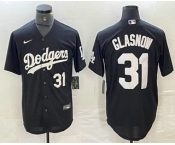 Men's Los Angeles Dodgers #31 Tyler Glasnow Number Black Turn Back The Clock Stitched Cool Base Jerseys