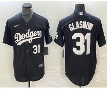 Men's Los Angeles Dodgers #31 Tyler Glasnow Number Black Turn Back The Clock Stitched Cool Base Jerseys