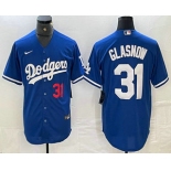 Men's Los Angeles Dodgers #31 Tyler Glasnow Number Blue Stitched Cool Base Nike Jersey