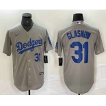 Men's Los Angeles Dodgers #31 Tyler Glasnow Number Grey Stitched Cool Base Nike Jerseys