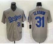 Men's Los Angeles Dodgers #31 Tyler Glasnow Number Grey Stitched Cool Base Nike Jerseys