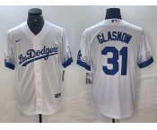 Men's Los Angeles Dodgers #31 Tyler Glasnow White 2021 City Connect Cool Base Stitched Jersey