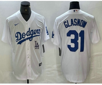 Men's Los Angeles Dodgers #31 Tyler Glasnow White Stitched Cool Base Nike Jersey