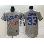 Men's Los Angeles Dodgers #33 James Outman Grey Flex Base Stitched Jersey