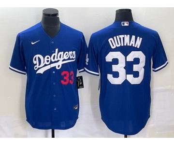 Men's Los Angeles Dodgers #33 James Outman Number Blue Cool Base Stitched Jersey