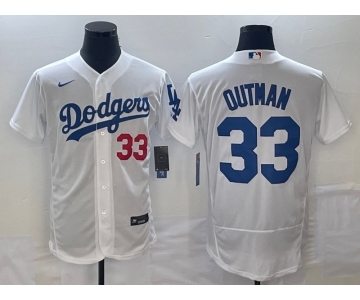 Men's Los Angeles Dodgers #33 James Outman White Flex Base Stitched Jersey