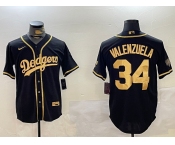 Men's Los Angeles Dodgers #34 Fernando Valenzuela Black Authentic Collection Stitched MLB Jersey