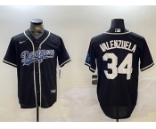 Men's Los Angeles Dodgers #34 Fernando Valenzuela Black Authentic Collection Stitched MLB Jerseys