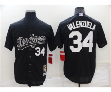 Men's Los Angeles Dodgers #34 Fernando Valenzuela Black Cooperstown Collection Cool Base Stitched Nike Jersey