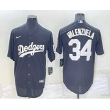 Men's Los Angeles Dodgers #34 Fernando Valenzuela Black Turn Back The Clock Stitched Cool Base Jersey