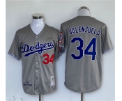 Men's Los Angeles Dodgers #34 Fernando Valenzuela Gray Cool Base Stitched Jersey