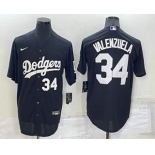 Men's Los Angeles Dodgers #34 Fernando Valenzuela Number Black Turn Back The Clock Stitched Cool Base Jersey