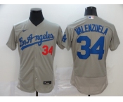 Men's Los Angeles Dodgers #34 Fernando Valenzuela Replica Grey Road Cool Base Baseball Jersey