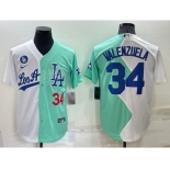 Men's Los Angeles Dodgers #34 Fernando Valenzuela White Green Number 2022 Celebrity Softball Game Cool Base Jersey1