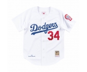 Men's Los Angeles Dodgers #34 Fernando Valenzuela White Stitched Baseball Jersey