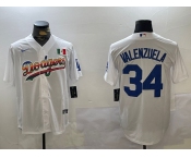 Men's Los Angeles Dodgers #34 Fernando Valenzuela white Authentic Collection Stitched MLB Jersey