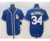 Men's Los Angeles Dodgers #34 Toro Valenzuela Blue Cool Base Stitched Baseball Jersey