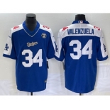 Men's Los Angeles Dodgers #34 Toro Valenzuela Blue Vin Scully Patch Stitched Jersey